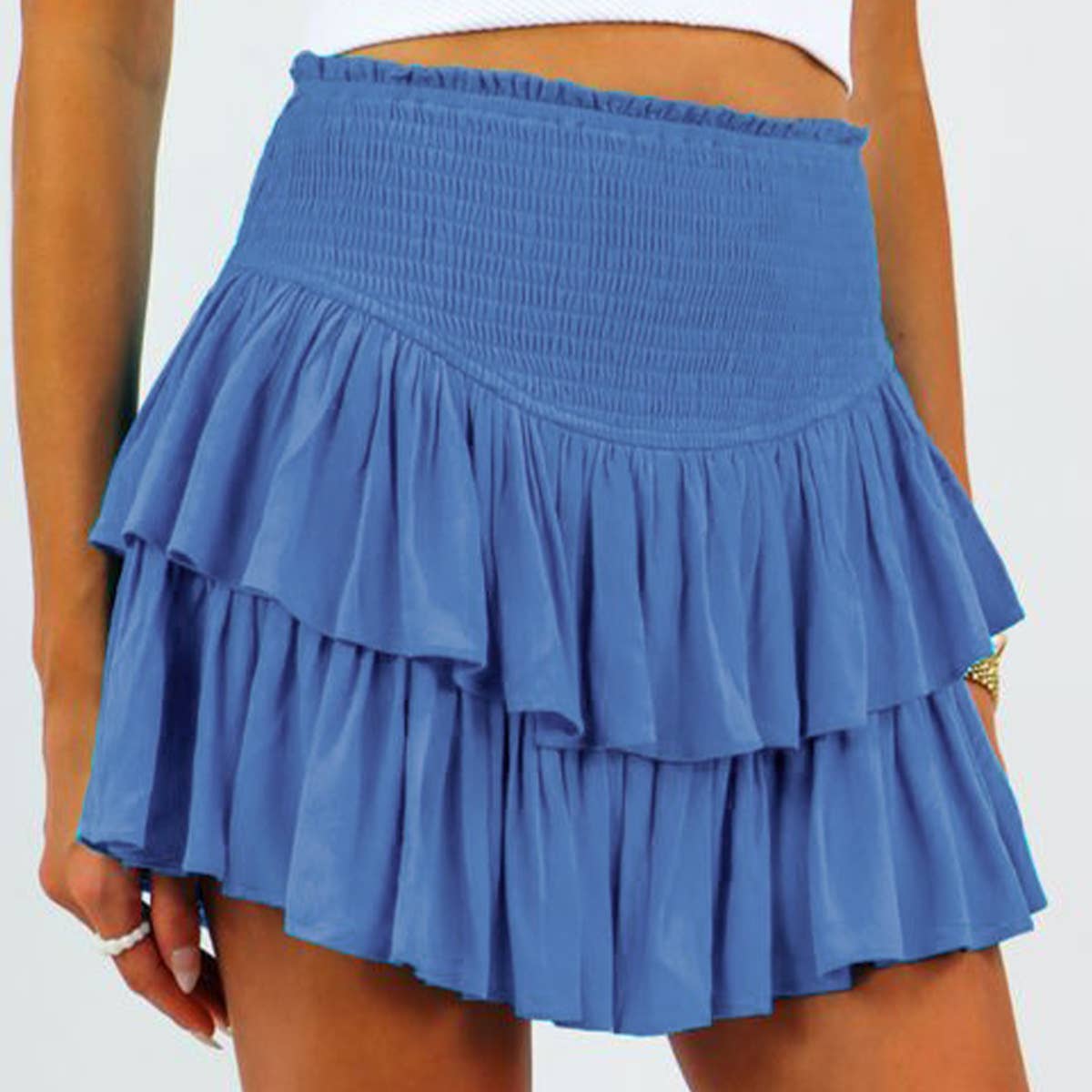 Pleated sexy lotus leaf short skirt