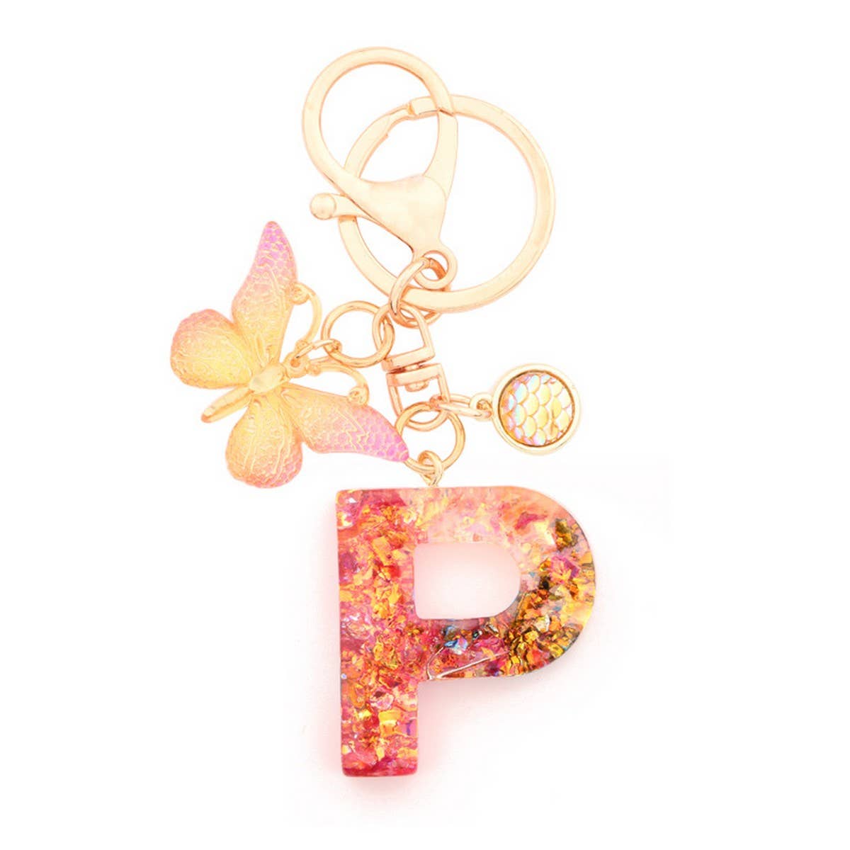 Creative Crystal Letter Keychain with Resin Sequins_CWAB5021