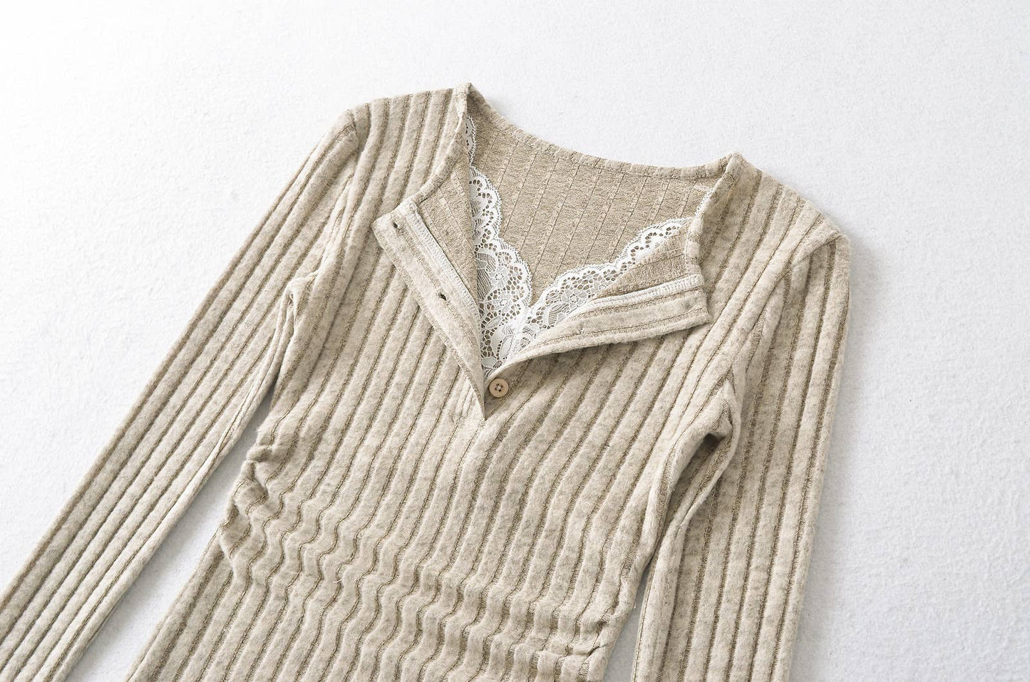 STITCHING FAKE TWO KNITTED LONG-SLEEVED T-SHIRTS