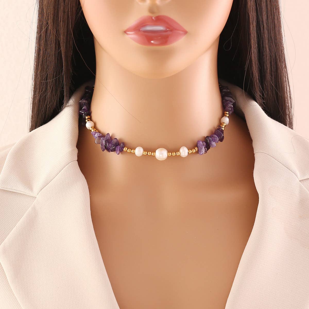 FASHION HANDMADE PEARL NATURAL STONE NECKLACE_CWAJE0640