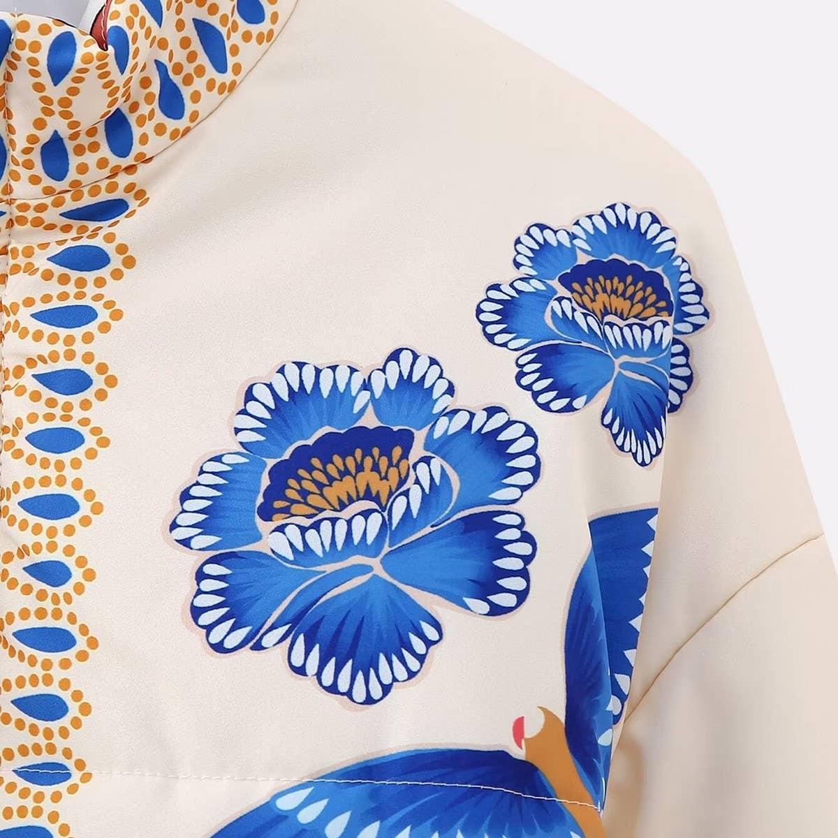 BLUE FLOWER PRINT ZIP-UP QUILTED JACKET_CWOJA1558