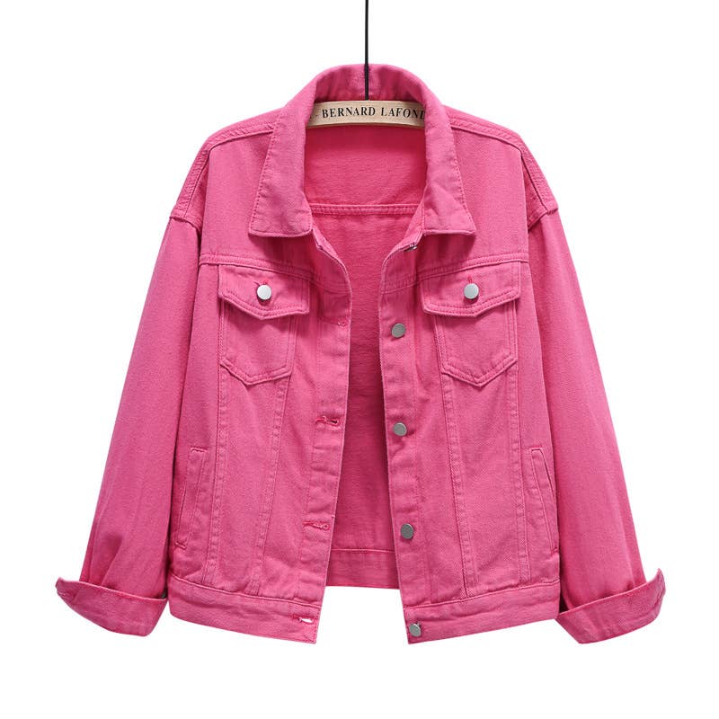 Solid color slim cropped denim jacket casual jacket