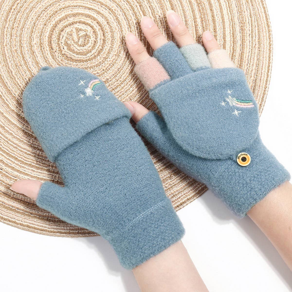 CARTOON STAMPED PLUSH KNITTED GLOVES_CWAG0128