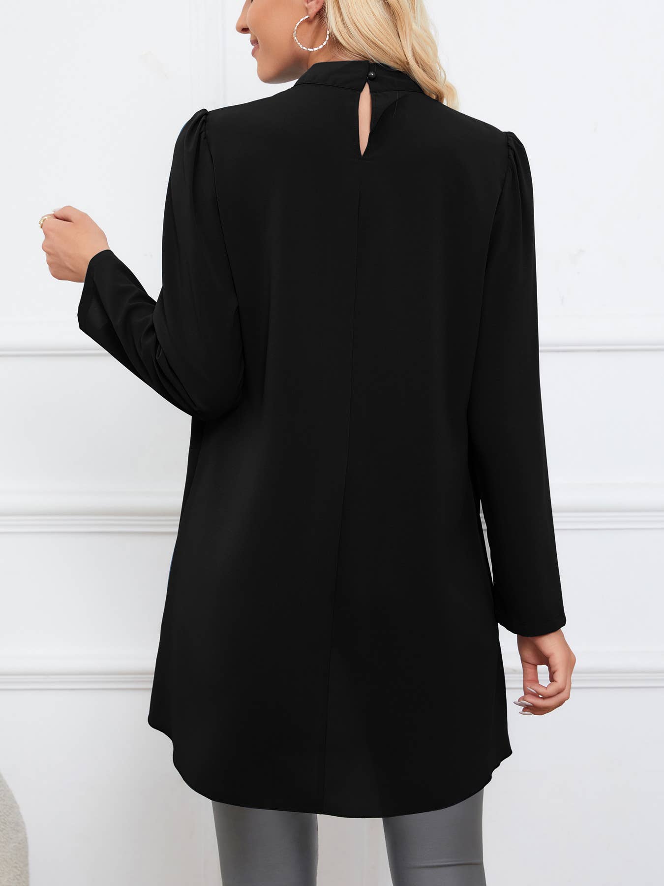 FAKE TWO SHIRTS LONG-SLEEVED STAND-UP COLLAR TOP