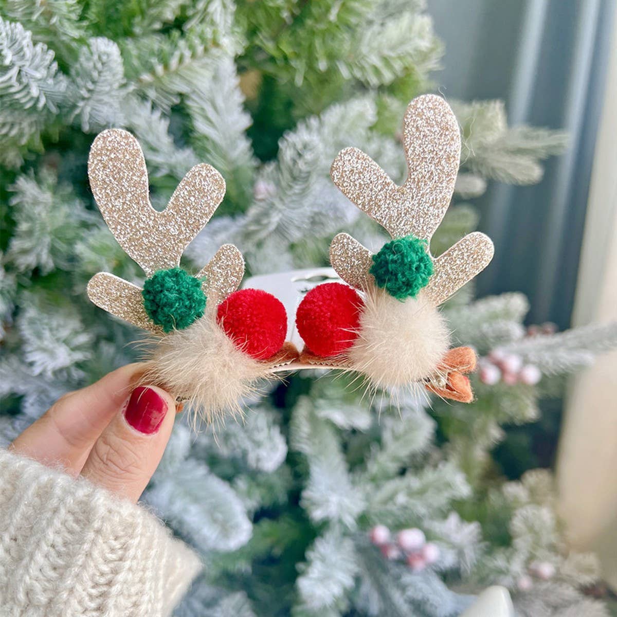 CHRISTMAS CUTE ELK ANTLER HEAD ORNAMENT HAIRPIN