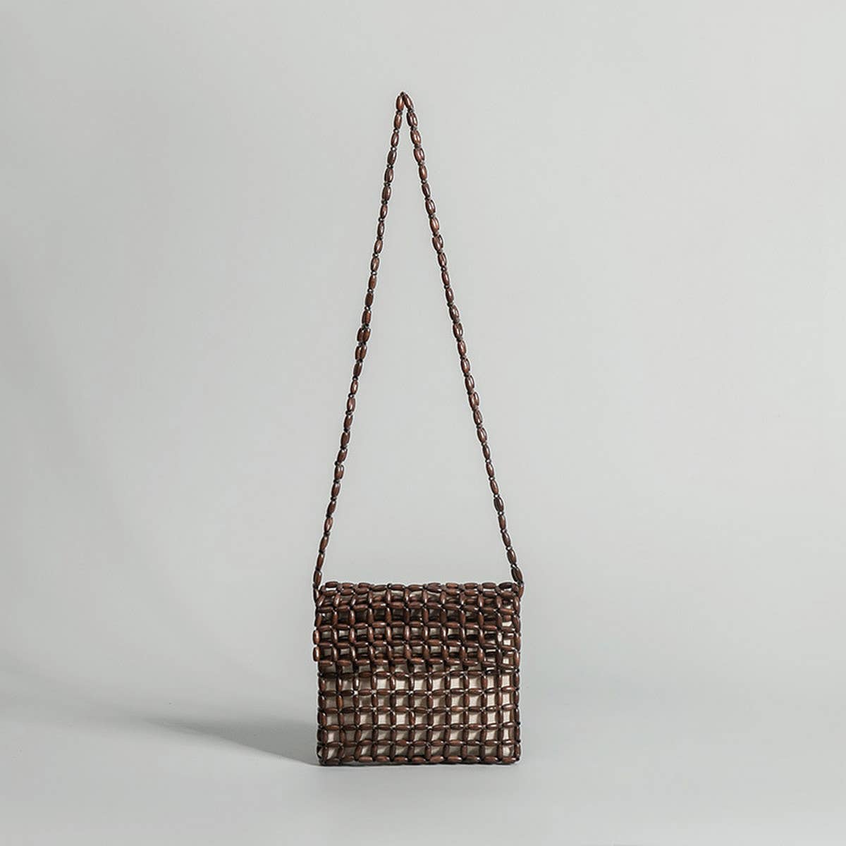 HANDMADE WOODEN BEAD WOVEN SHOULDER BAG_CWAB2009
