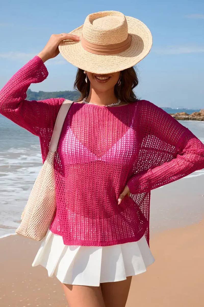 CWTTL1994_LONG SLEEVE FASHION HOLIDAY BIKINI BEACH COVER UP