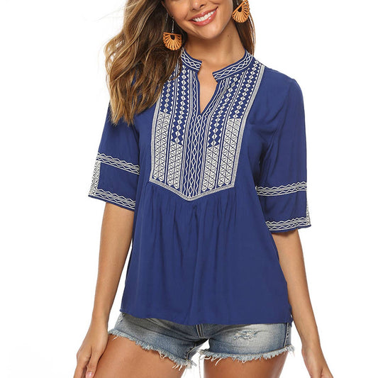 EMBROIDERED SHIRT LOOSE TOP