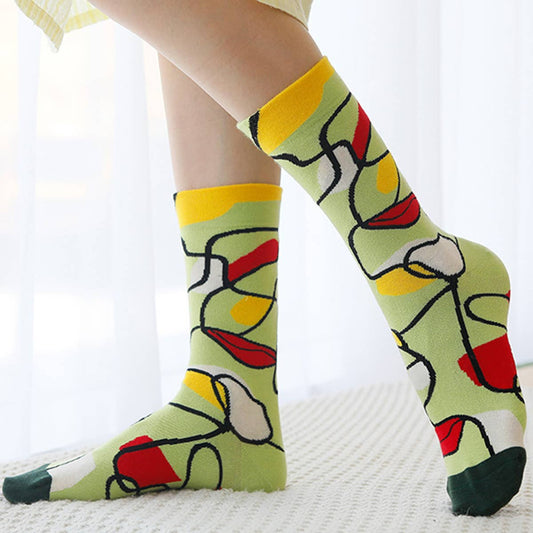 OIL PAINTING CREATIVE STREET SKATEBOARD SOCKS_CWMS0166