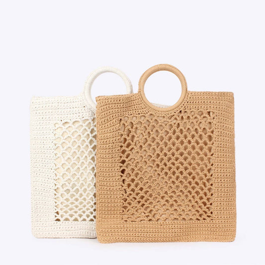 NEW SOLID COLOR COTTON ROPE WOVEN BAG_CWAB4715