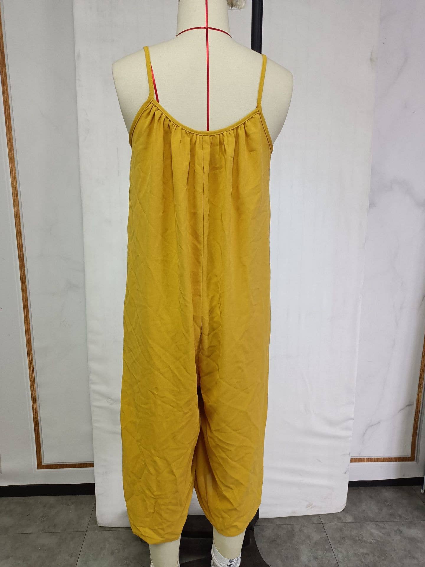 Loose solid color casual halter jumpsuit wide leg