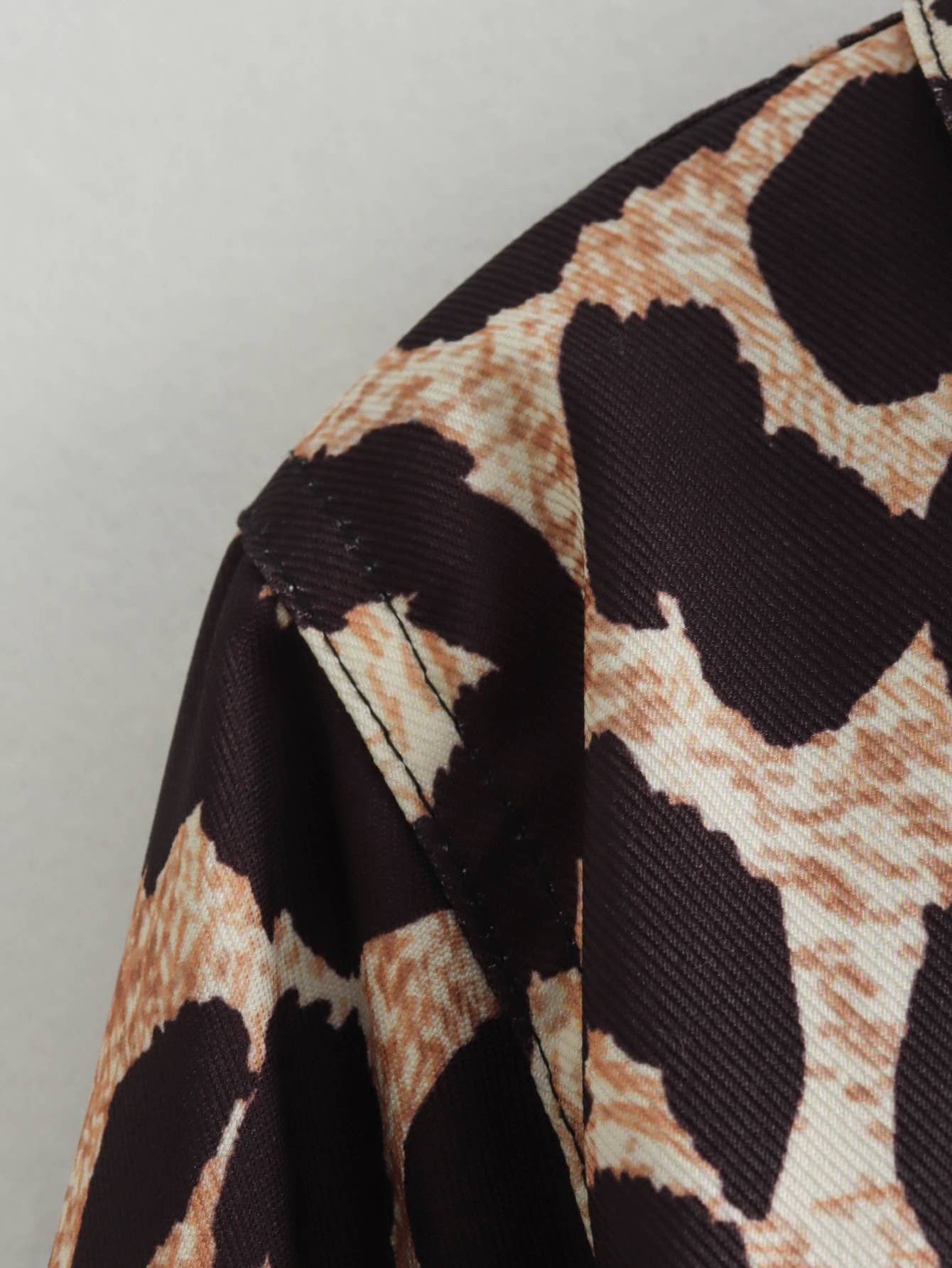 LEOPARD PRINT LAPEL LONG SLEEVE SHORT JACKET