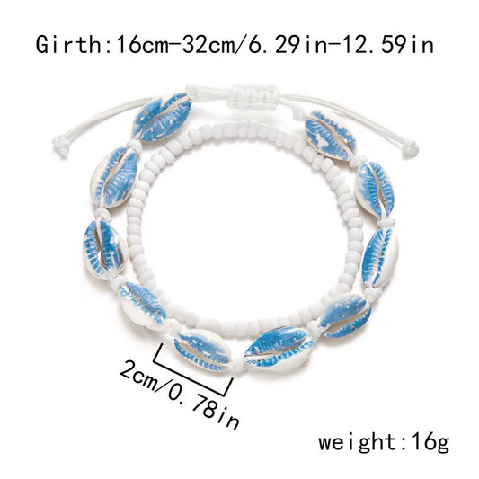 HAND-WOVEN BEACH COLORED SHELL RICE BEAD BRACELET