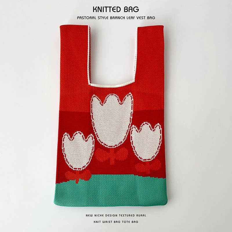 Flower series versatile knitted bag