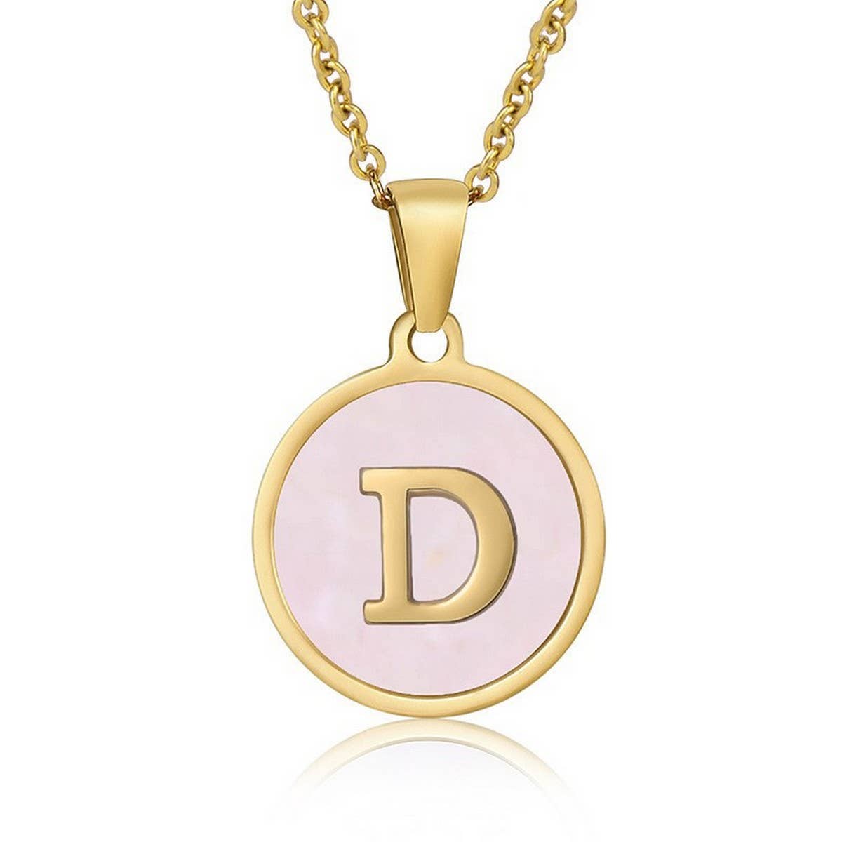 ROUND 18K GOLD STAINLESS STEEL 26LETTERS NECKLACE