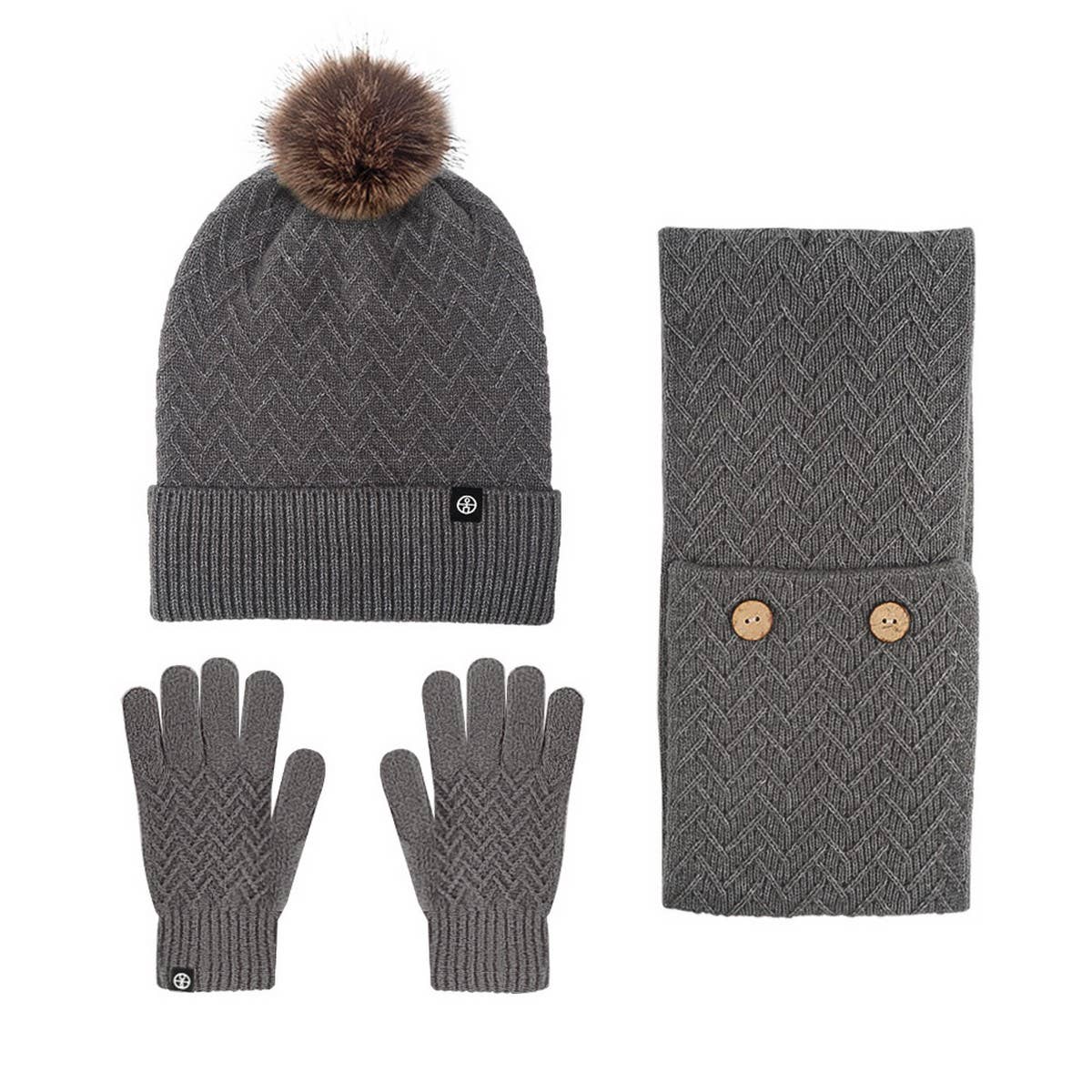 COLD-PROOF WOOL BALL KNITTED THREE-PIECE SUIT