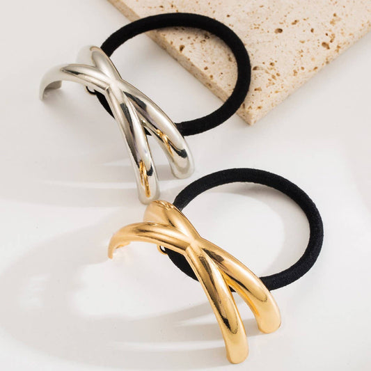 Minimalist Metal Cross Hair Tie for Ponytails
