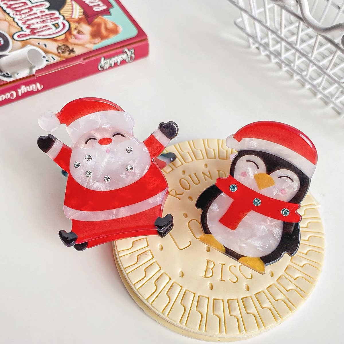 SANTA CLAUS CARTOON CUTE PENGUIN HAIRPIN_CWAHA1599