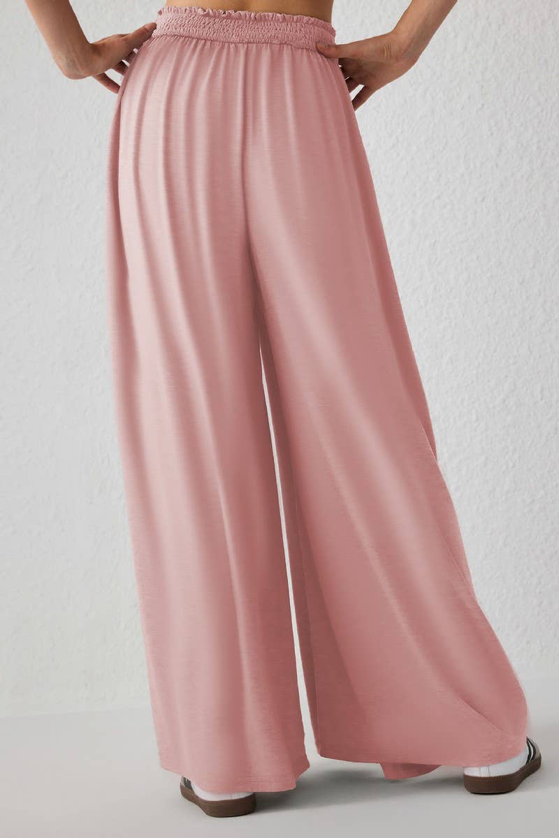 CWBLP1863_SOLID COLOR CASUAL HIGH WAIST WIDE LEG PANTS