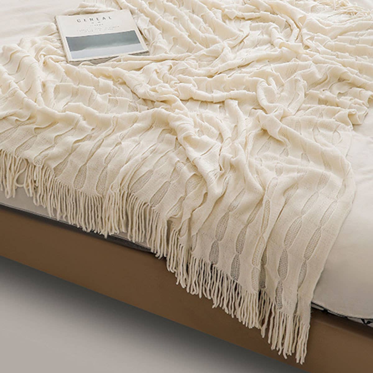 KNITTED THIN TASSEL SOFA BLANKET BED END BLANKET