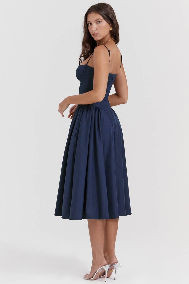 CWDMD5632_SLIM FIT OFF-SHOULDER BACKLESS MIDI DRESS