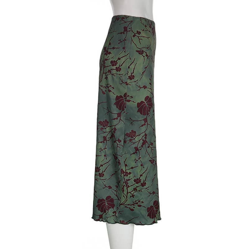 Fit Ink Print High Waist Slimming A-Line Skirt