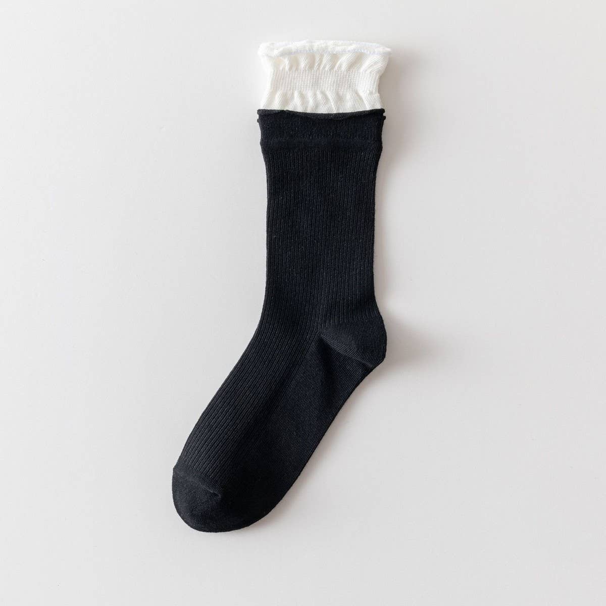 WOMEN'S CONTRAST COLOR CURLED COTTON SOCKS