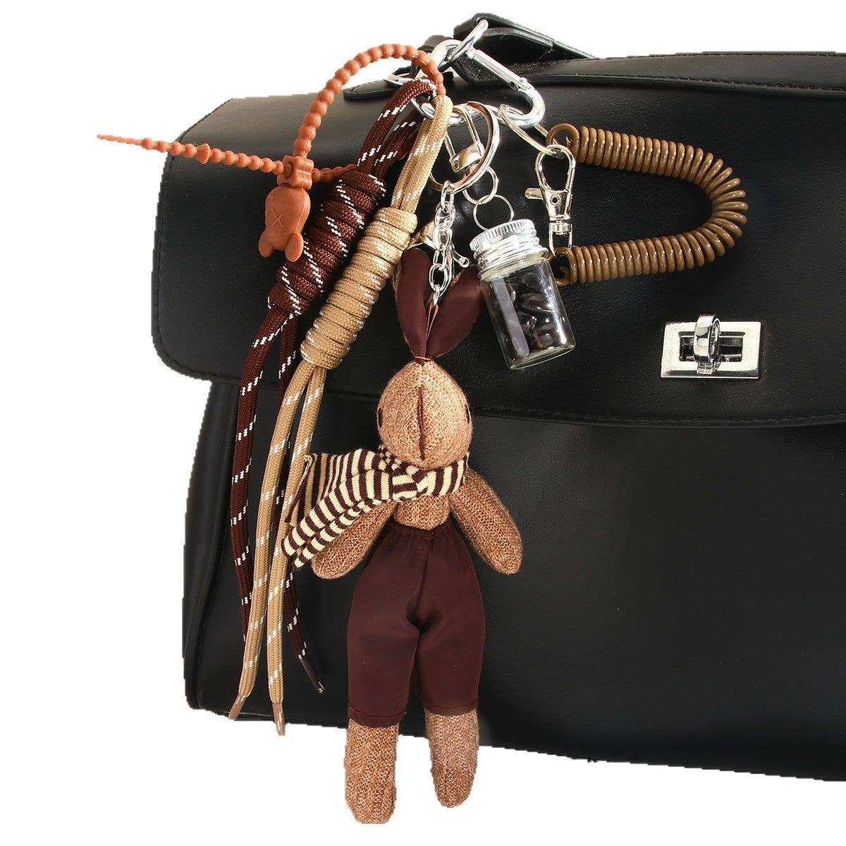Plush Rabbit with Scarf & Coffee Bean Keychain_CWMM7752
