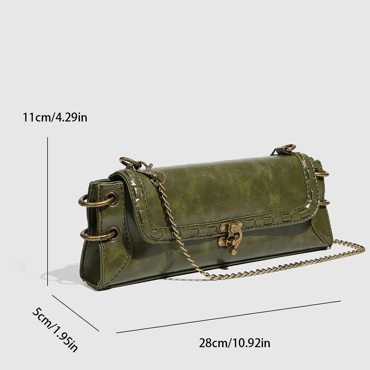 Bronze Lock Chain Shoulder & Clutch Bag_CWAB5710