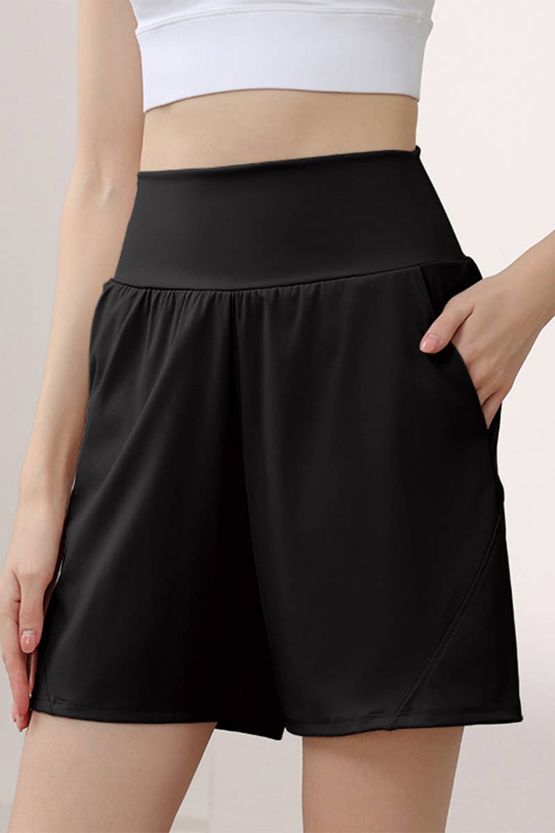 CWBSS0449_HIGH WAIST TUMMY CONTROL LOOSE SPORTS SHORTS