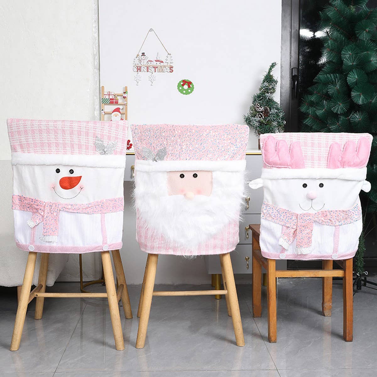 CHRISTMAS CHAIR COVER PINK STOOL COVER DECORATION