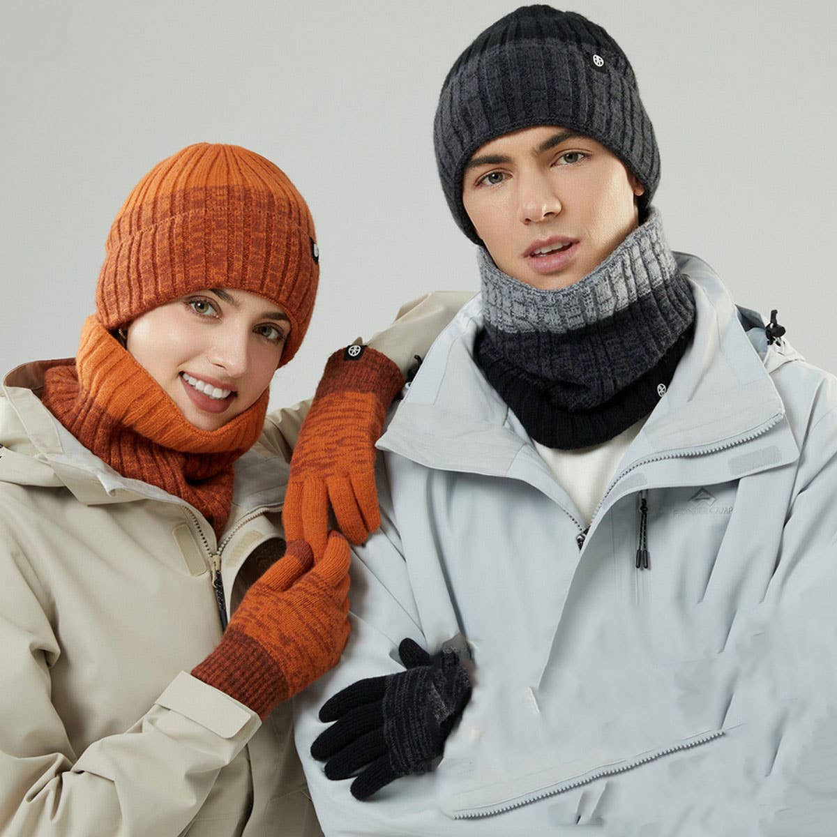 WINTER OUTDOOR COLD-PROOF KNITTED THREE-PIECE SUIT