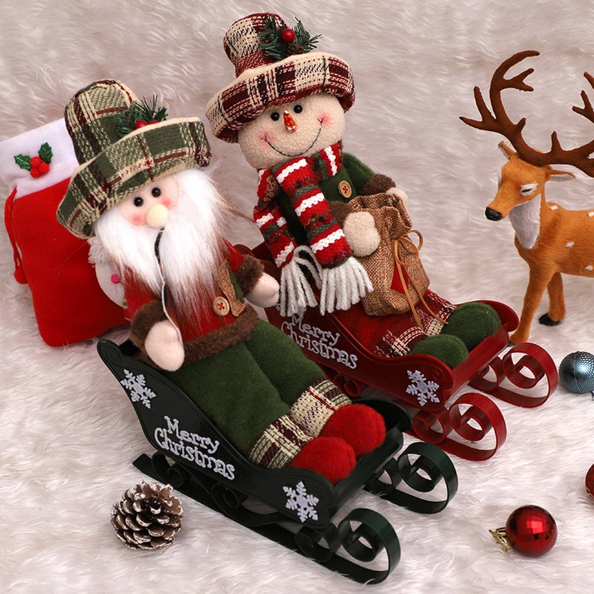 CWMM1741_Christmas Decorations Sleigh Car Doll Home Decor