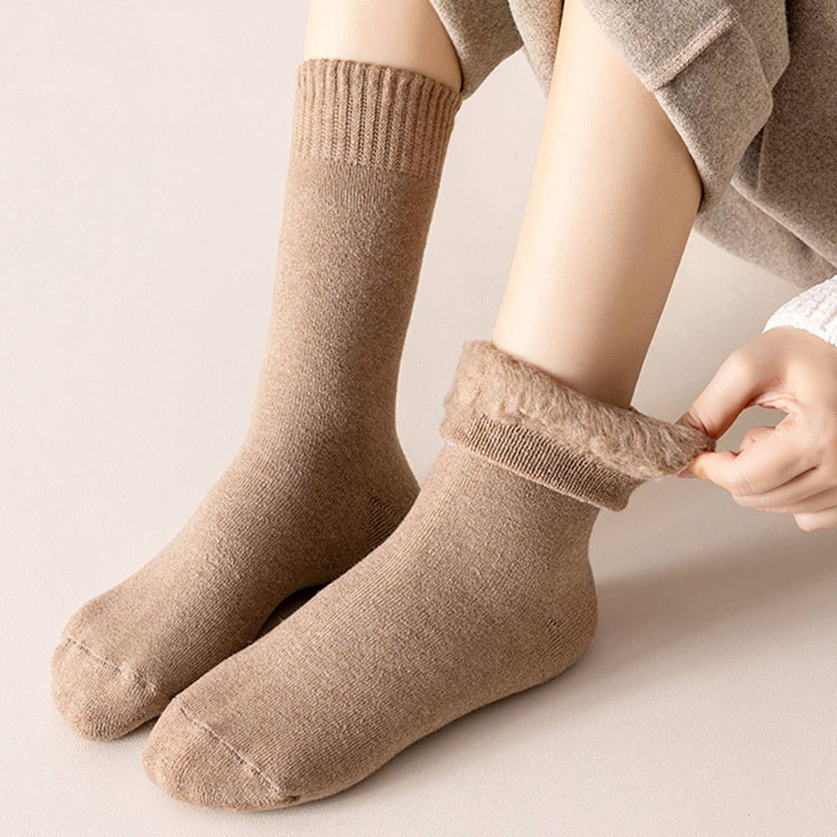 Thermal Fleece-Lined Crew Socks for Women, Winter