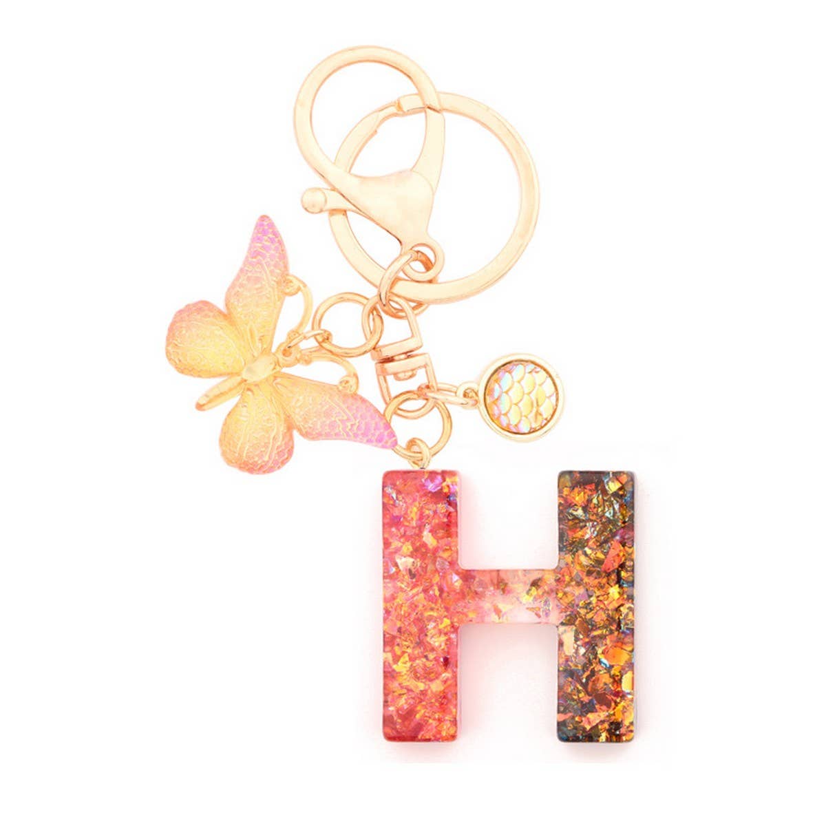 Creative Crystal Letter Keychain with Resin Sequins_CWAB5021