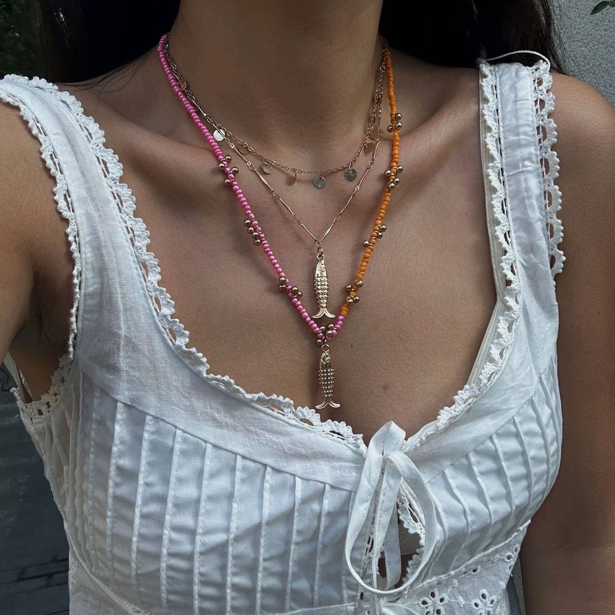 VINTAGE TASSEL PENDANT ALLOY MULTI-LAYER NECKLACE