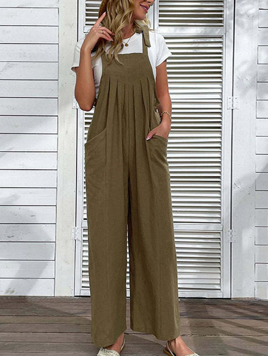 COTTON AND LINEN PLEATED JUMPSUIT_CWSJS0622