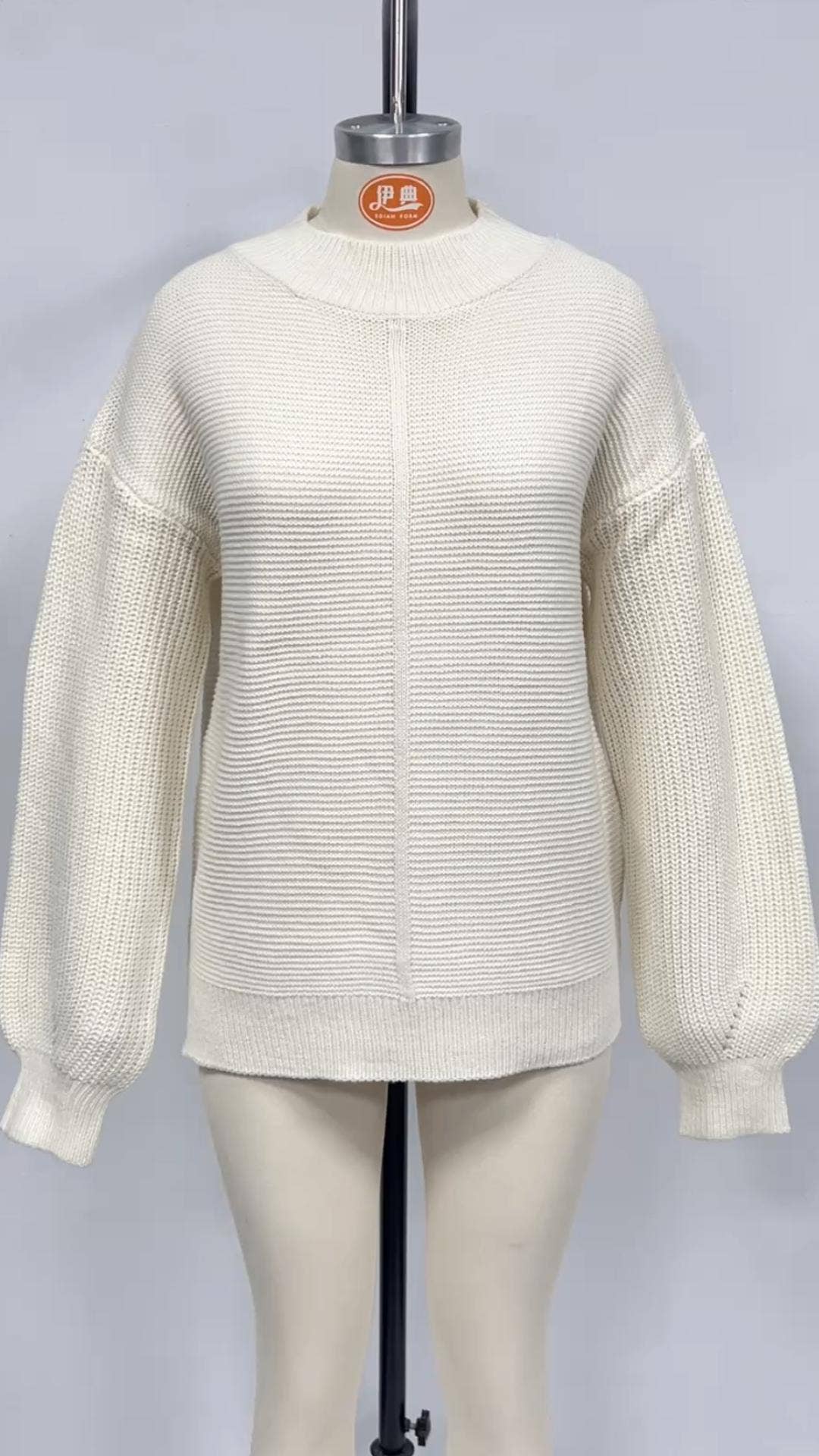 Solid color semi-high neck loose sweater