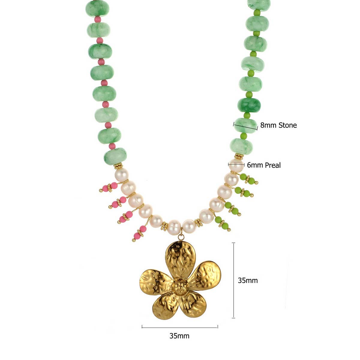 Elegant Dyed Stone Necklace with Pearl Tassels