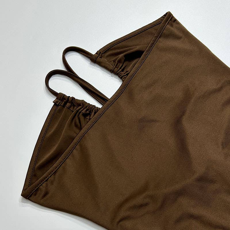 A backless sexy slit drawstring slimming dress