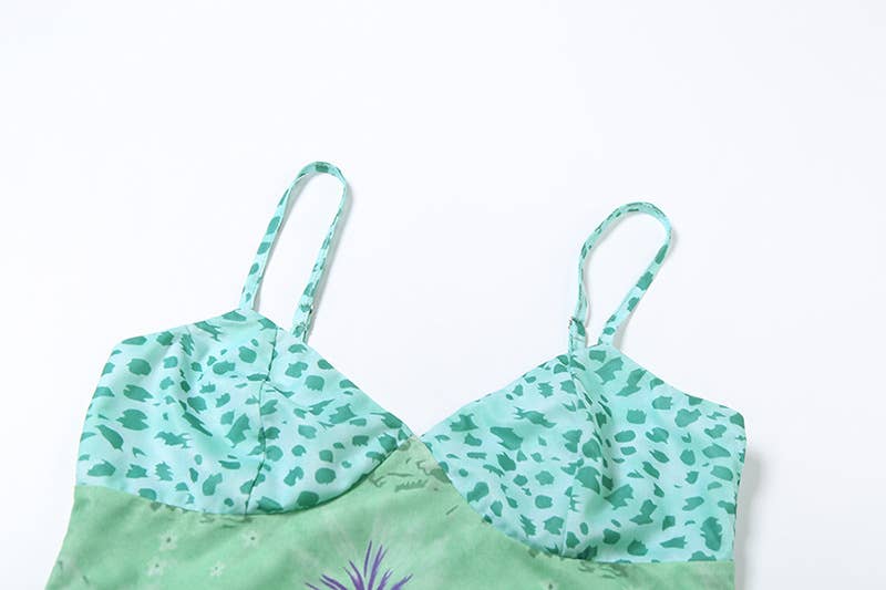 Sexy Printed Crop Cami and High Waist Skirt Set