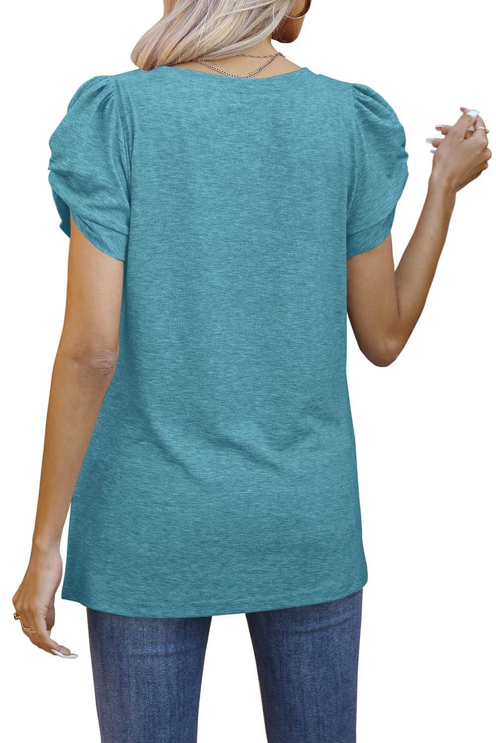 SOLID COLOR KNOTTED V-NECK SHORT-SLEEVED BASE