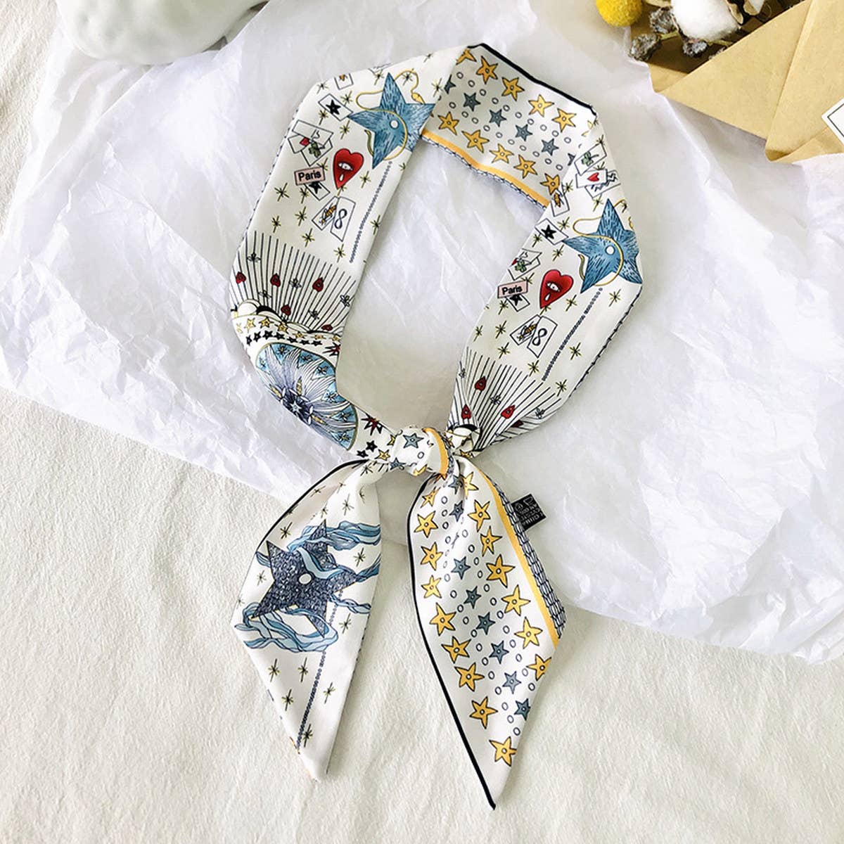 Mystic Tarot Pattern Long Ribbon Neck Hair Tie