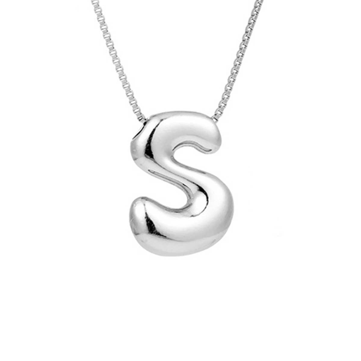 Hip Hop 26 Letters Pendant Necklace - Silver Chain