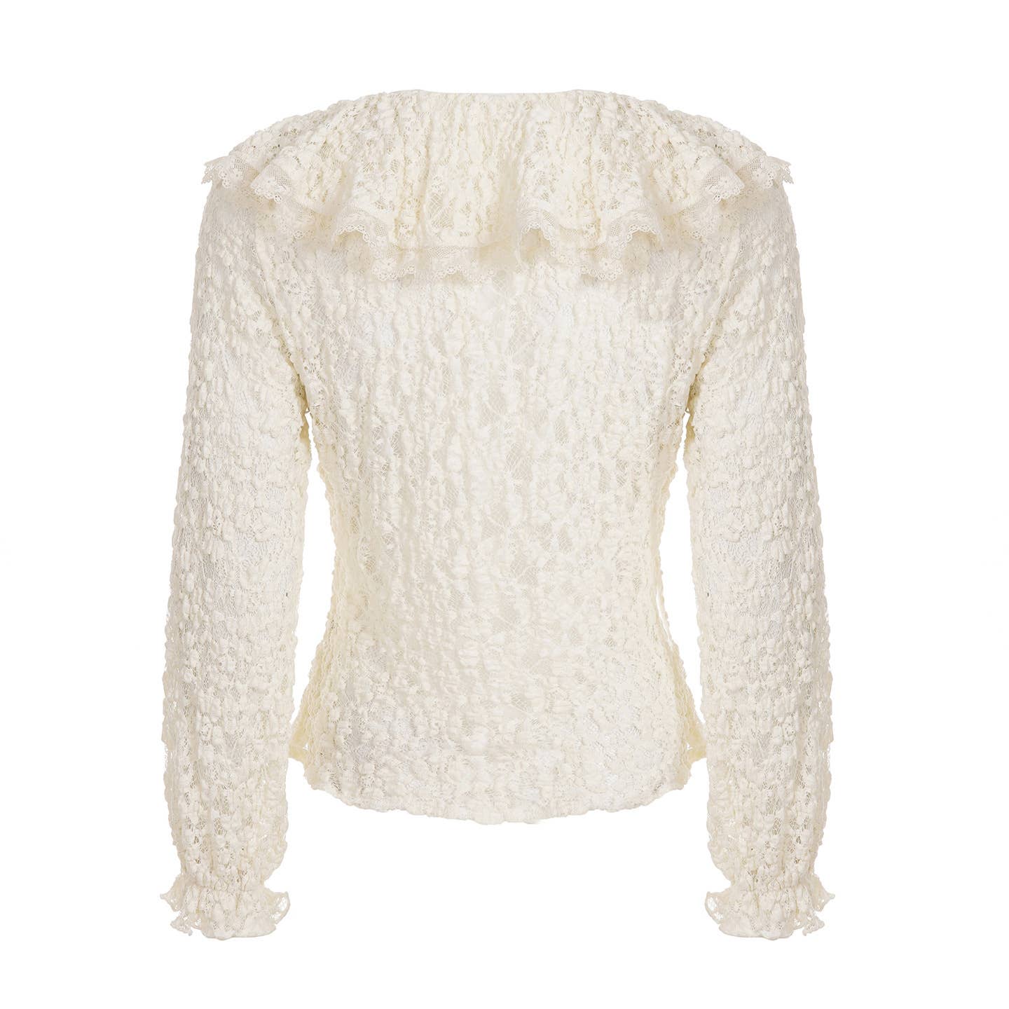 Translucent falbala hubble-bubble sleeve blouse