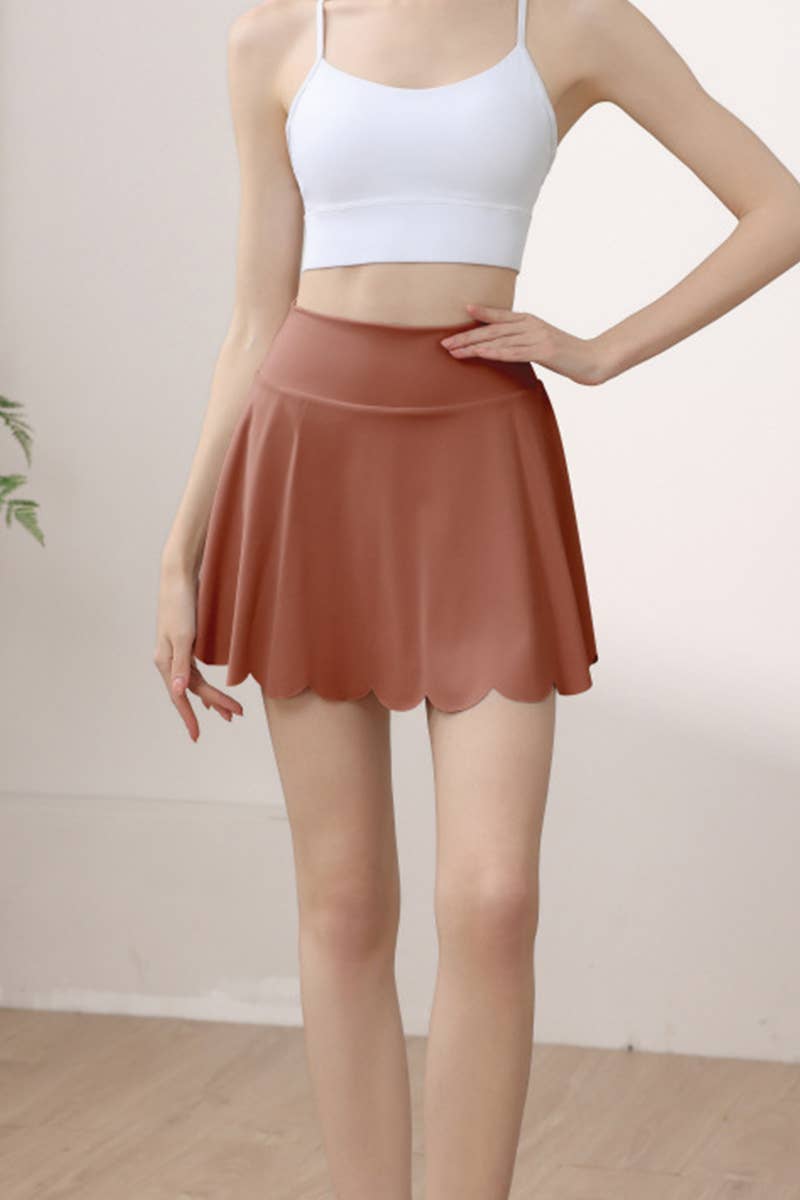 CWBSP0517_HIGH WAIST PETAL ANTI-EXPOSURE SPORTS SKIRT