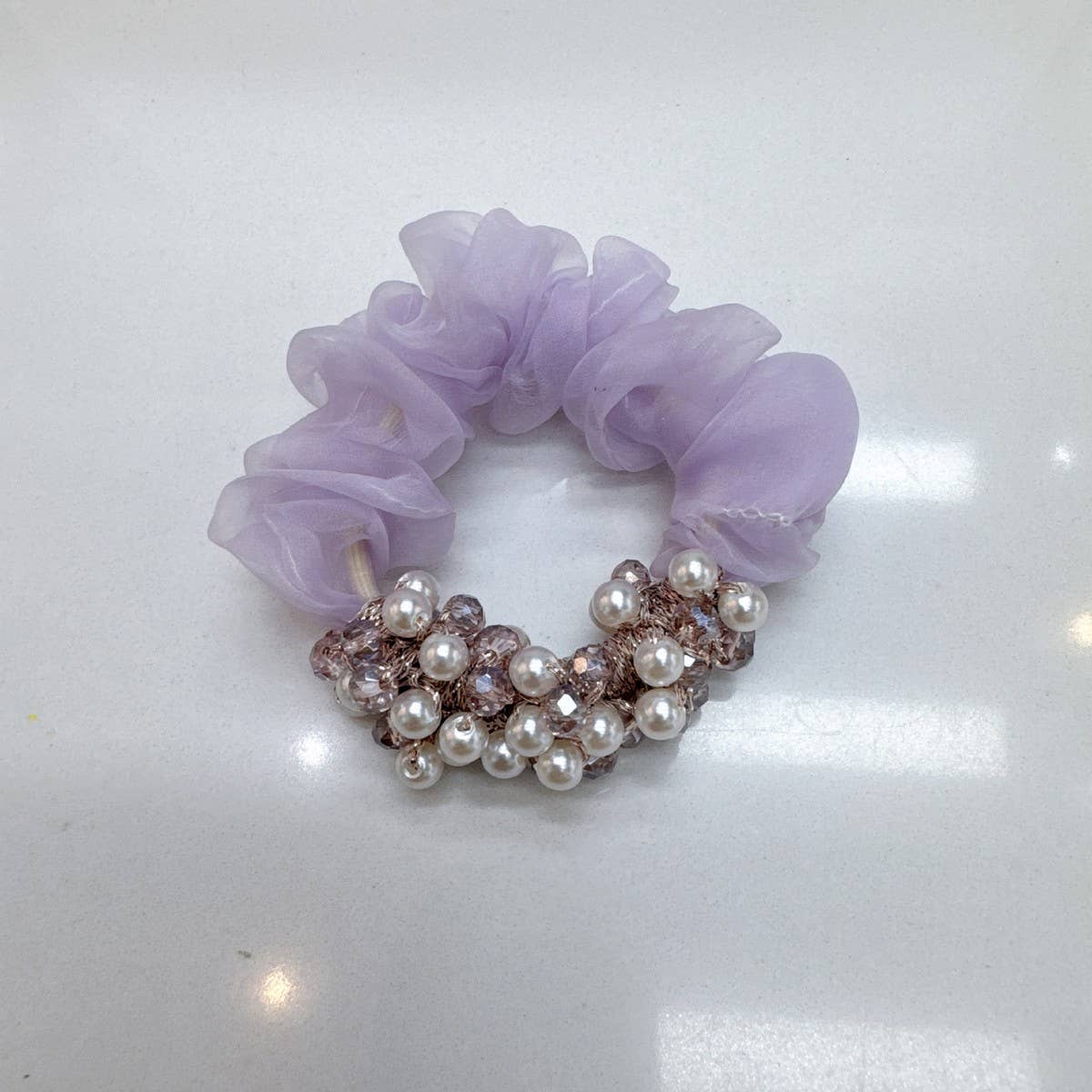 Sweet Crystal Pearl Scrunchie New Simple Hair Tie