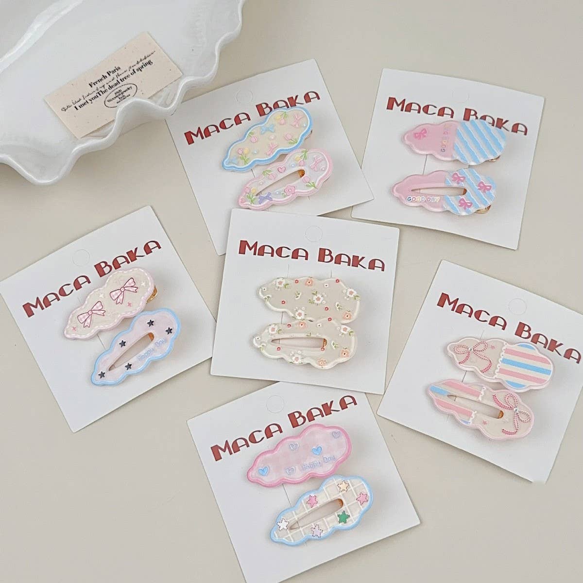 SWEET GIRL FLORAL BOW 2-PACK CLOUD HAIR CLIPS