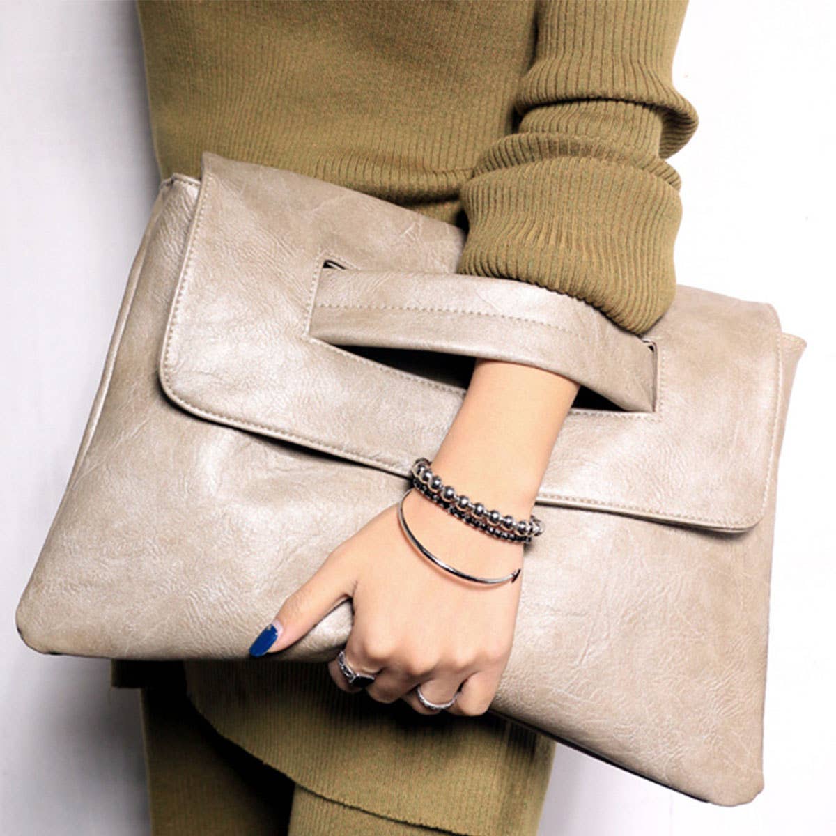 PU crossbody strap large-capacity clutch