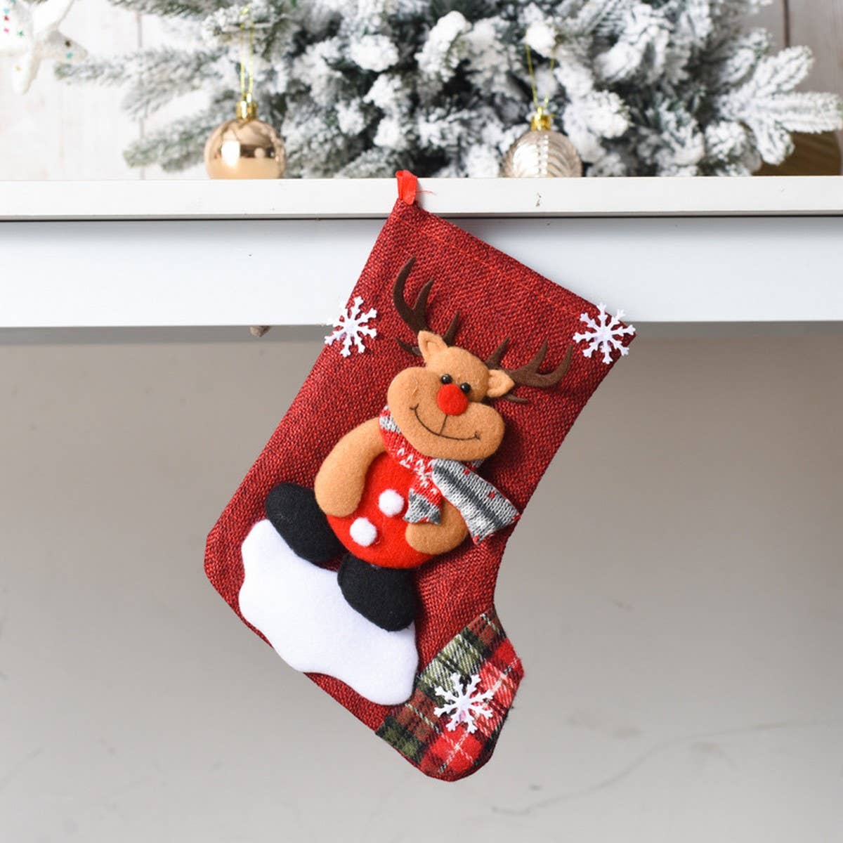 SEQUINED 3D SANTA CLAUS CHRISTMAS STOCKINGS